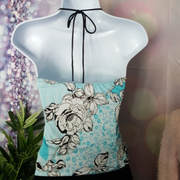 Spaghetti strap tie neck silky tankini - Picture 3 of 7